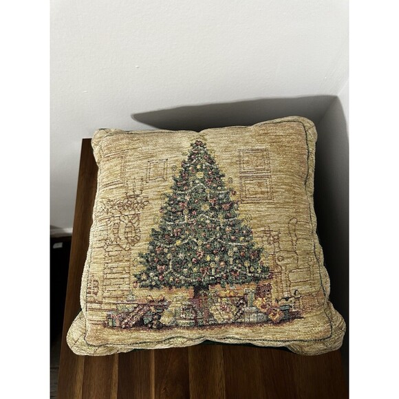 Set Of Two Vintage Dan Morris Christmas Elegance Tree Tapestry Pillows 16x16 - Picture 4 of 7
